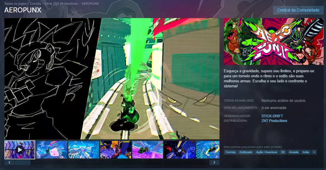 Página na Steam do jogo AEROPUNX