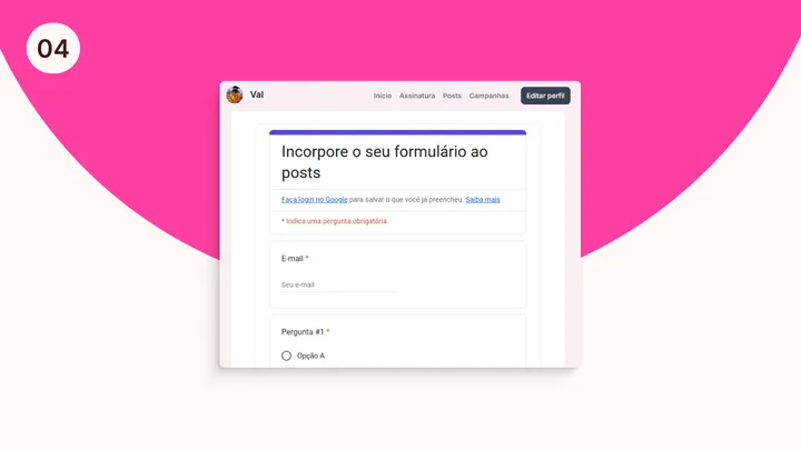 #04: Incorpore formulários do Google ao conteúdo da postagem
