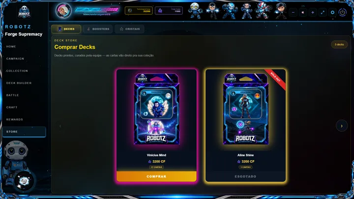 A Deck Store do RobotZ está tomando forma — escolha seu deck e entre para a batalha