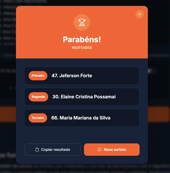 Sorteio Mensal de Oráculo