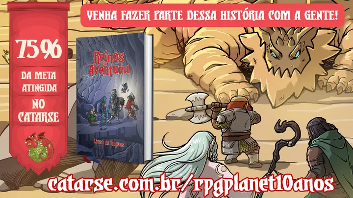 O REINOS DE AVENTURA já bateu 75% da meta no Catarse!