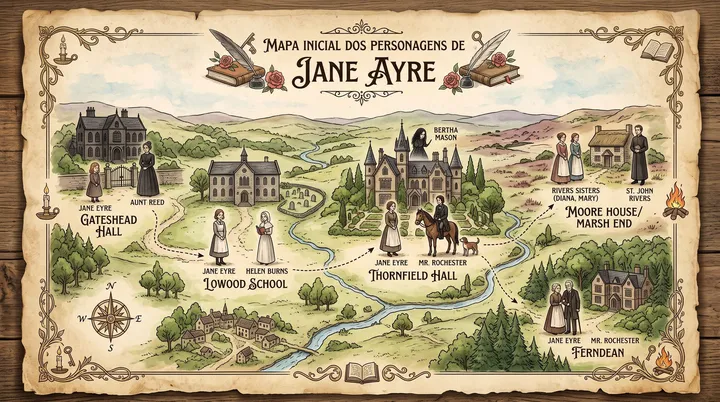 Quem é quem em Jane Eyre? Seu Mapa Inicial de Personagens 🗺️📖