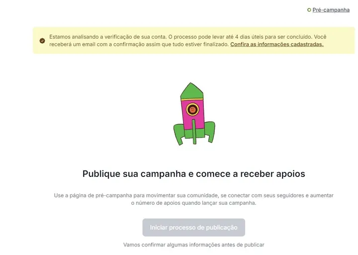 Adiamento temporário da abertura da campanha