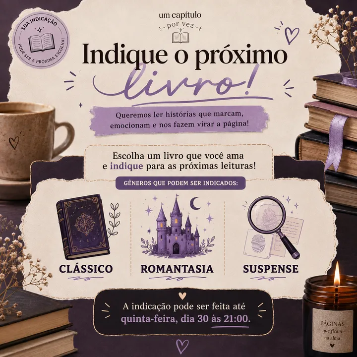 Sua indicação pode ser a próxima leitura do clube.
