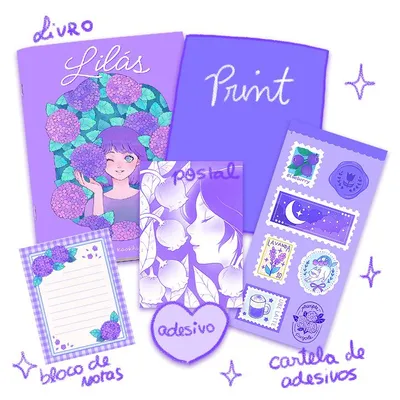 Artbook + Print + Postal + Adesivos + Bloquinho