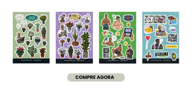Card com cartelas adesivas e botão para o site.