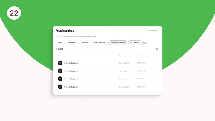 #22: Assinantes cancelados se mantém como seguidores gratuitos e outras melhorias em assinaturas