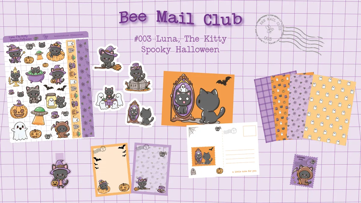 Bee Mail Club #003 Luna, The Kitty - Spooky Halloween 👻🎃🦇