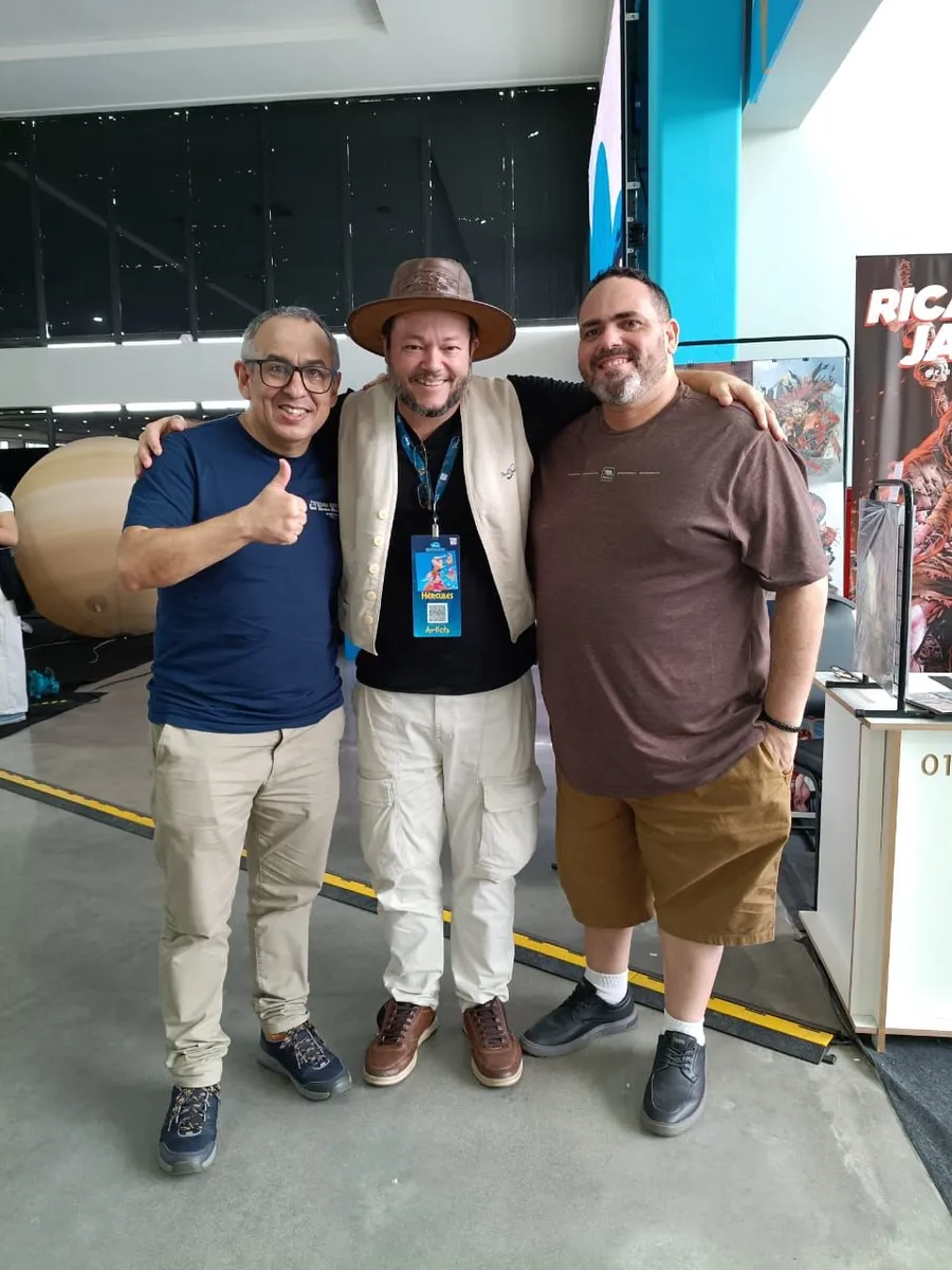 Eddy Barrows, eu e o Ricardo Jaime.