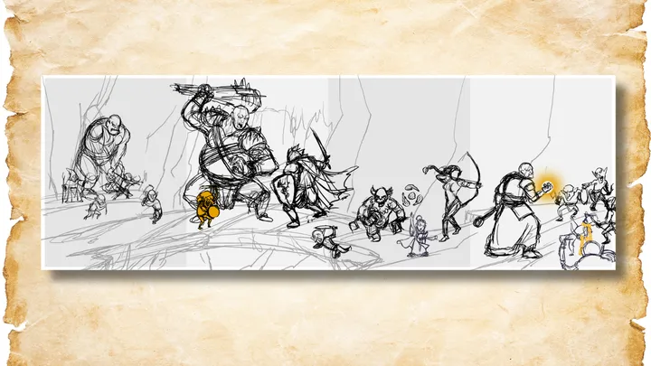 Primeiro esboço da arte do escudo de Reinos de Aventura!