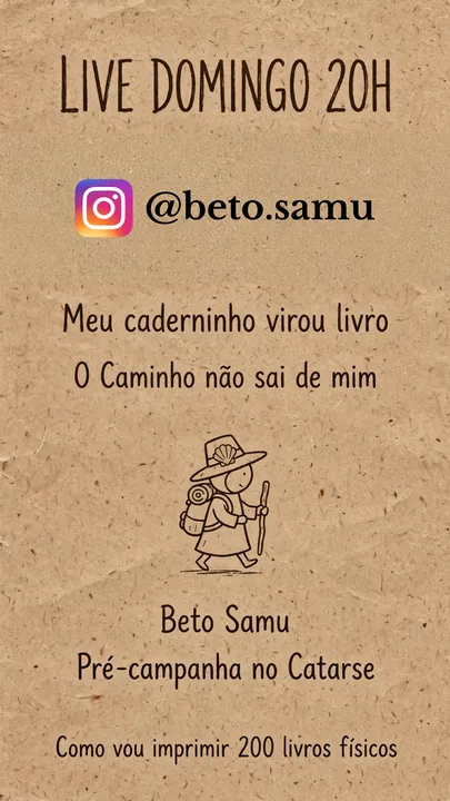 Live no Instagram - domingo, 9 de agosto, 20h.