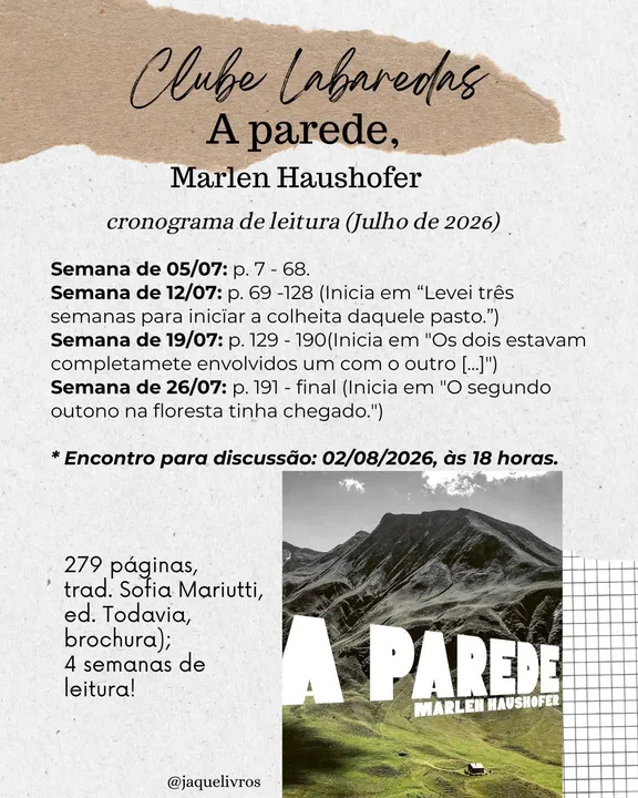 Cronograma de leitura "A parede"