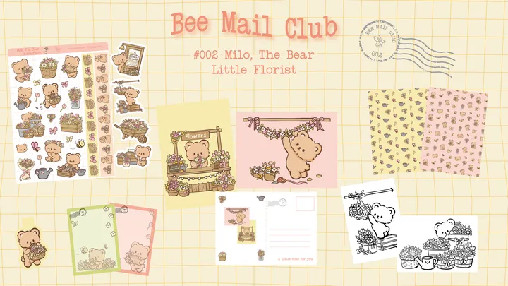Bee Mail Club #002 Milo, The Bear - Little Florist.